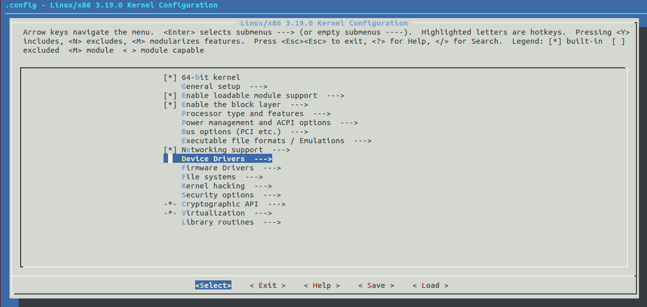 configuration du noyau Linux defconfig